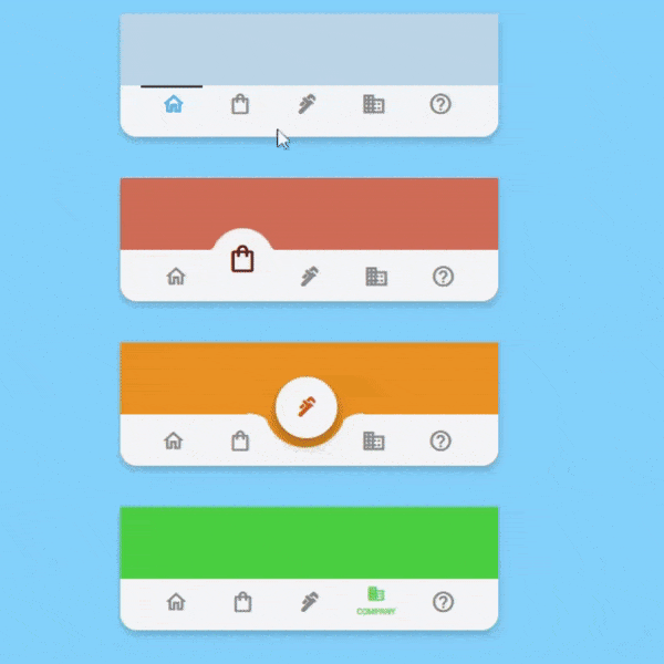 5 Cool Types of Animated Bottom Navigation Bar Using HTML, CSS and